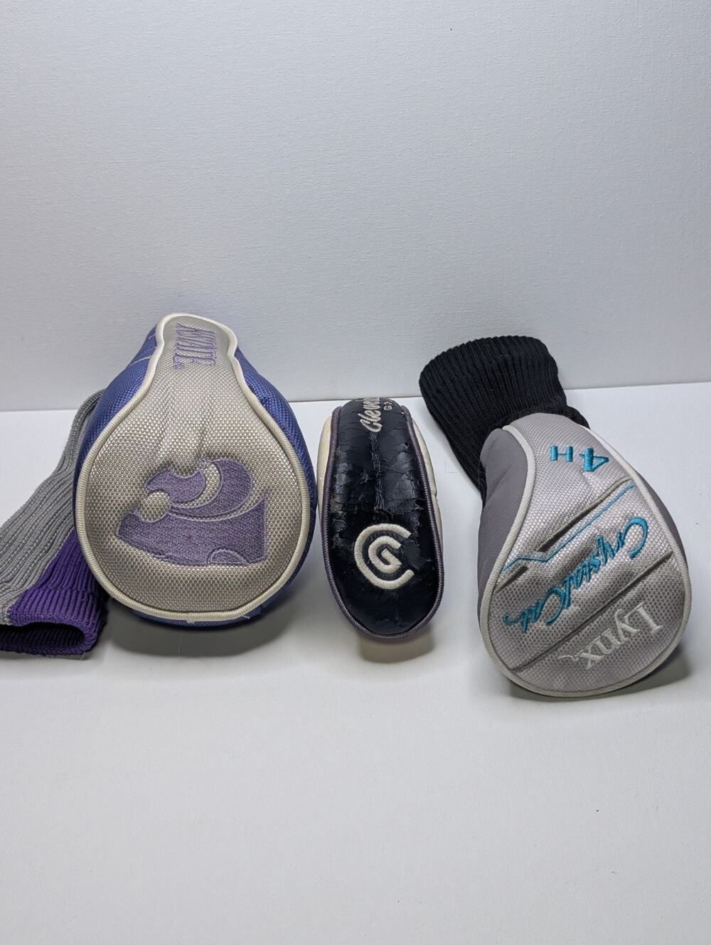 Vintage Golf Club Headcover Lot K-State Cleveland Lynx 3 Pc Driver Covers